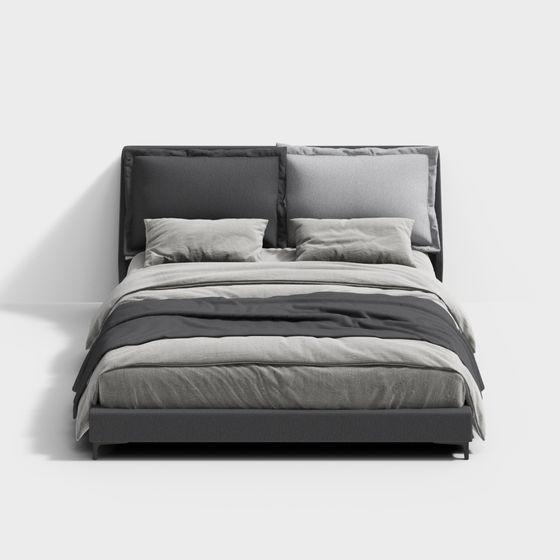 Stylish Modern Minimalist Bed 3D model