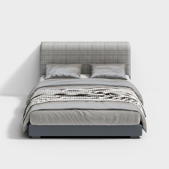 Chic Modern Minimalist Bed 3D model