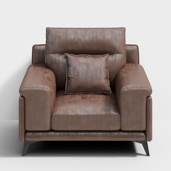 Luxurious Low-Polygon Leather Sofa 3D model
