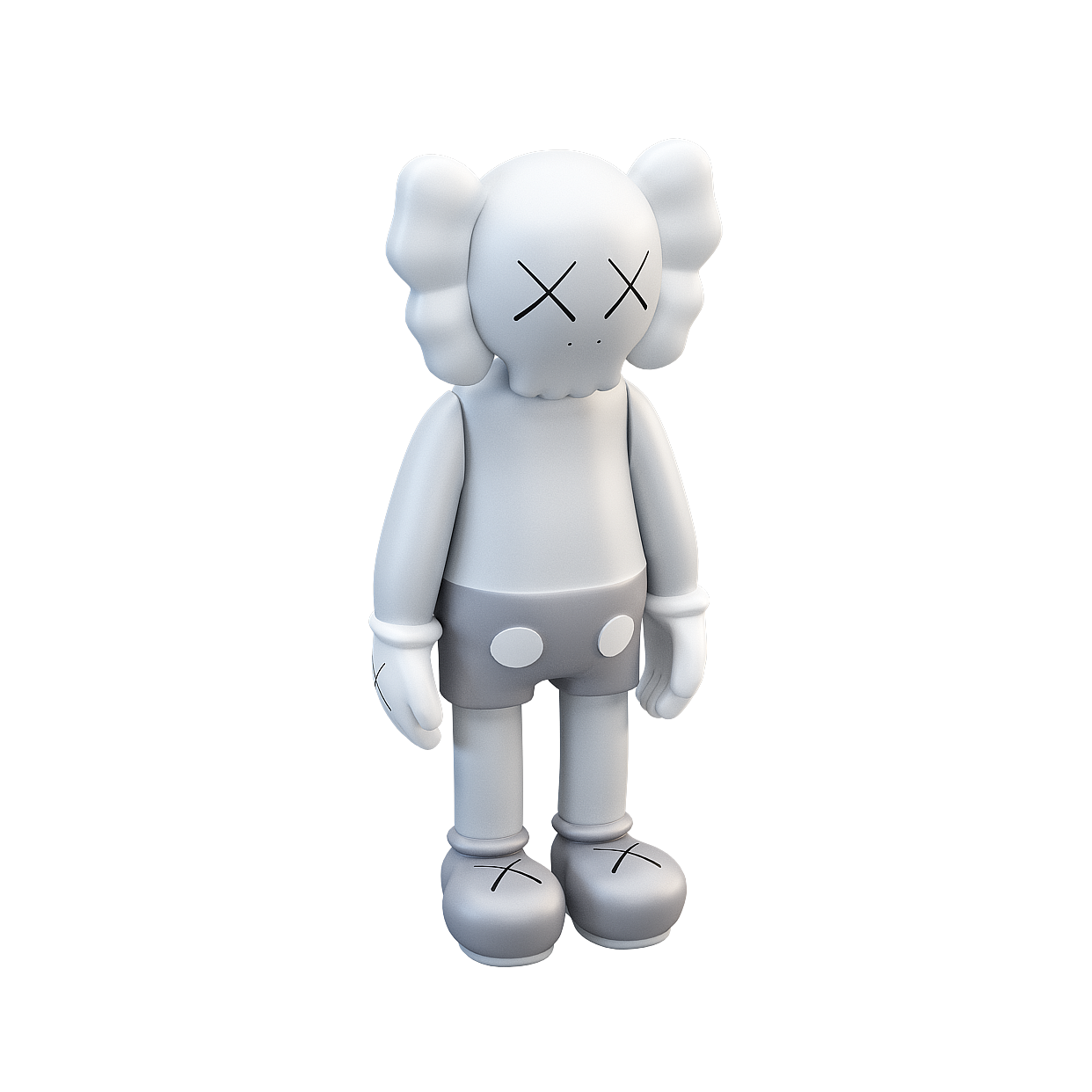 Kaws 3D Model – Low-Poly Gray Character