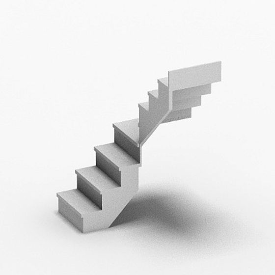 Turning Stairs 3D Model in Earth Color