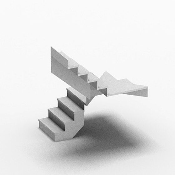 Stylish Gray Stairs 3D Model for Contemporary Designs