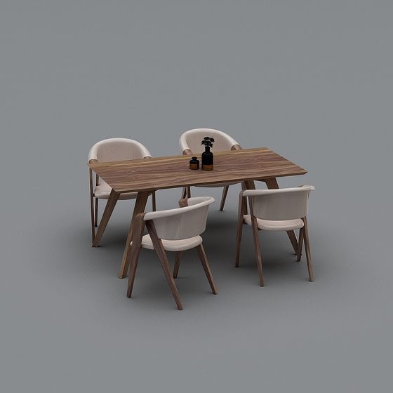 Modern Minimalist Dining Table and Chairs 3D model