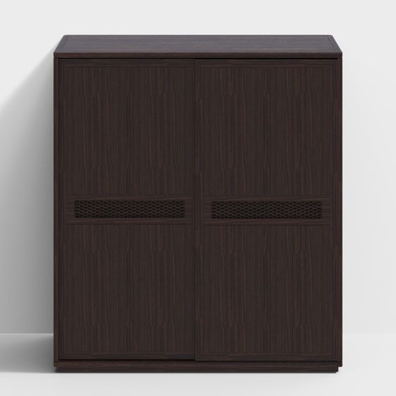 Vintage-Style Wooden Storage Cabinet 3D model