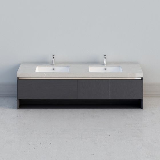 Modern Minimalist Double Sink Bathroom Vanity 3D model