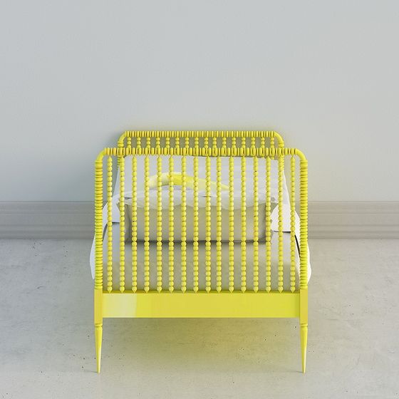 Vibrant Low-Polygon Baby Crib 3D model