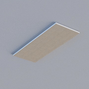 Modern square ceiling light with wood surface and white frame on grey background