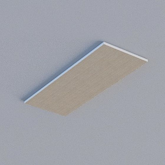 Modern square ceiling light with wood surface and white frame on grey background
