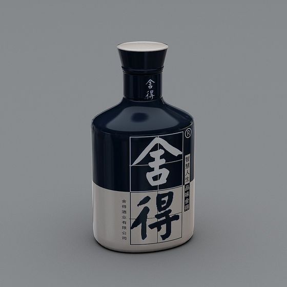 Stylish Black Bottle 3D model with Oriental Charm