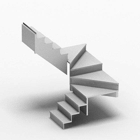 Modern Staircase 3D Model in Gray