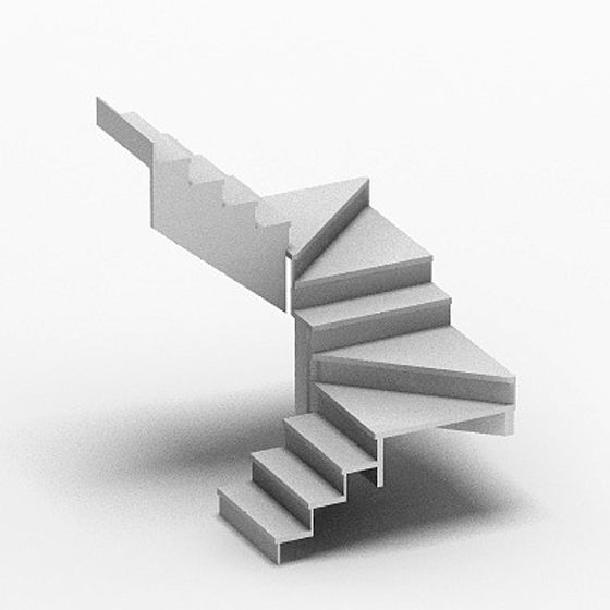 Gray Stair 3D Model for Building Interiors