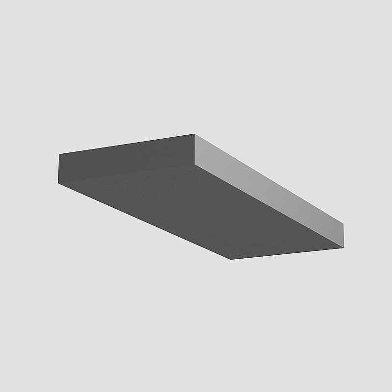 Modern dark grey rectangular wall shelf with clean lines on light grey background