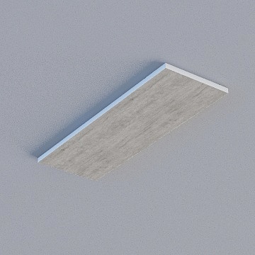 Modern rectangular ceiling light with white wood surface on grey background