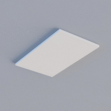 Modern white square ceiling light with matte finish and flat panel design on grey background