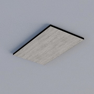 Modern rectangular ceiling light with white marble texture and black frame on grey background