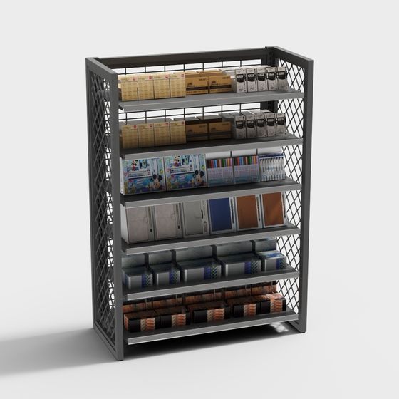 Stylish Metal Mesh Bookshelf 3D model for Creative Projects