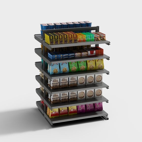 Vibrant Supermarket Shelf 3D model