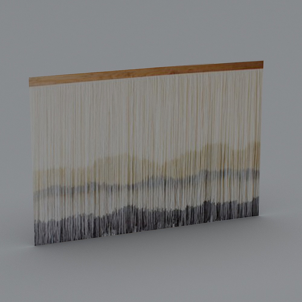 Large rectangular string wall art with wood top and gradient colors on grey background