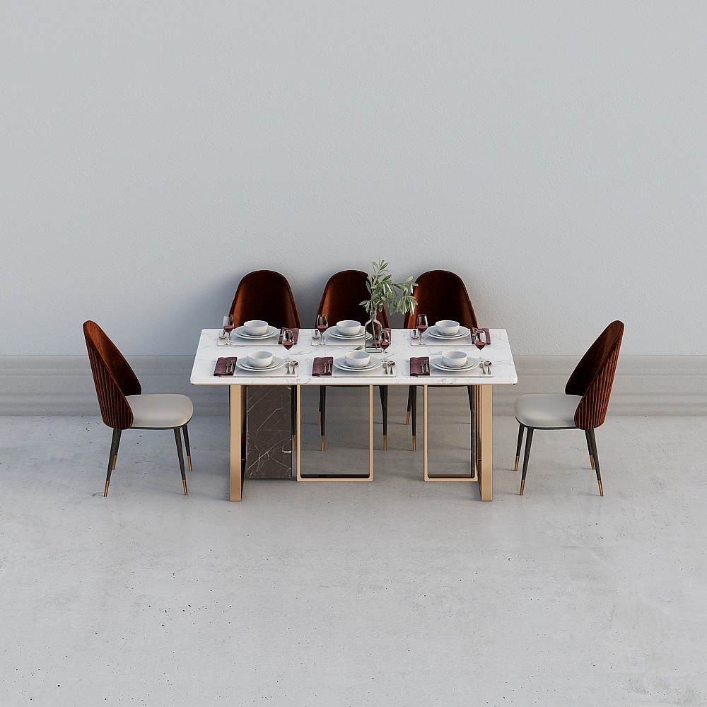 Modern rectangular dining table and chair combination