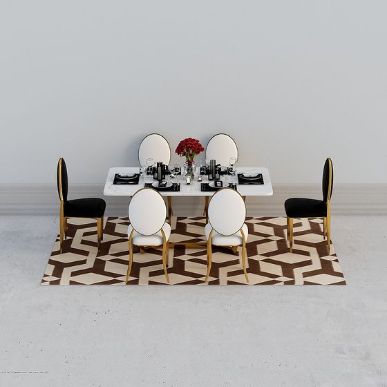 Stylish Dining Table 3D model for Sophisticated Interiors