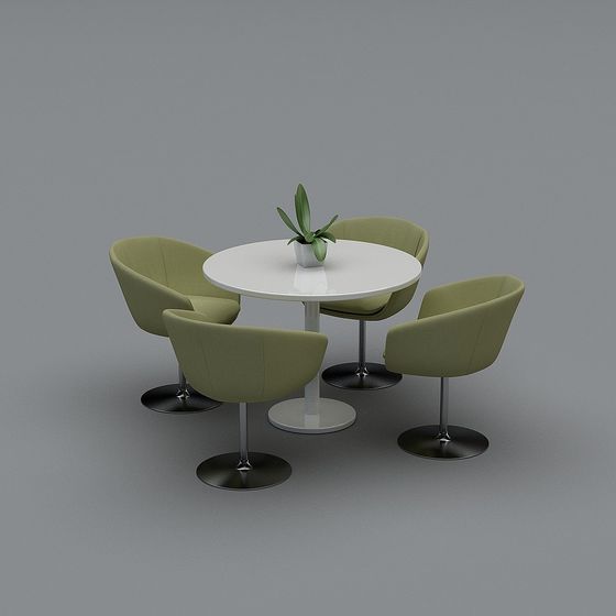 Contemporary Round Table and Chair Set 3D model