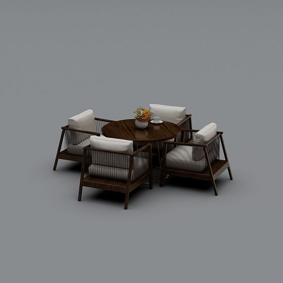 Urban Living Room Four-Seater Sofa Set 3D model