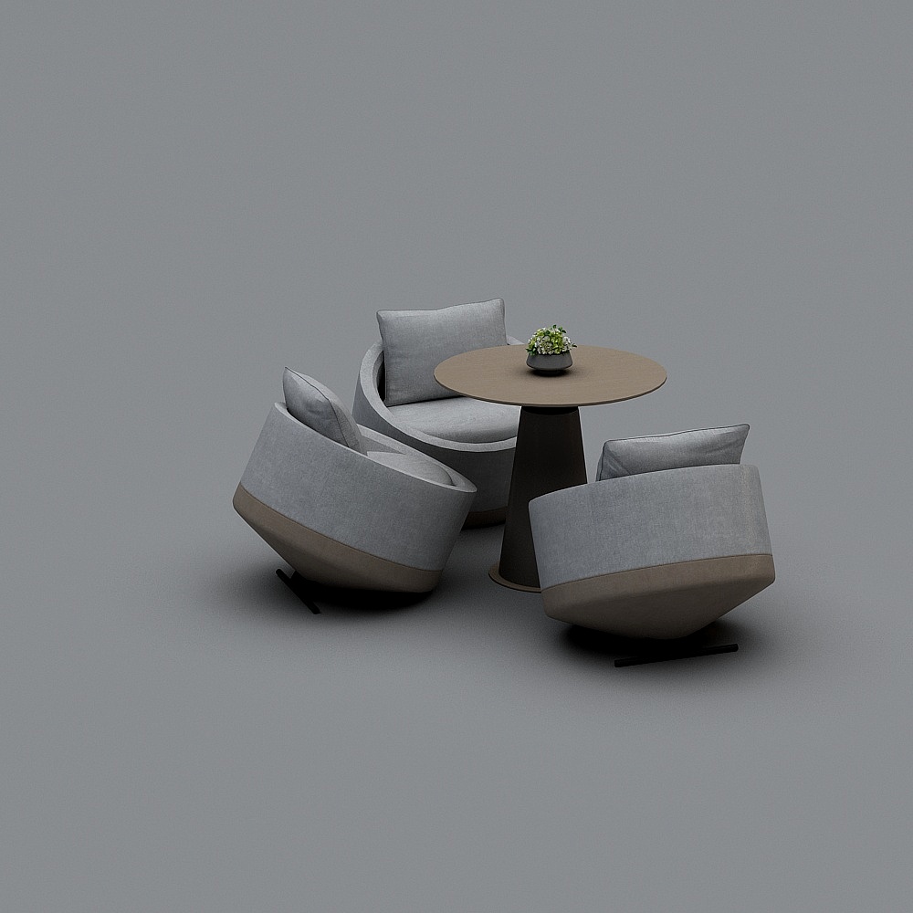 Stylish Low-Poly Sofa Set 3D model for Modern Interiors