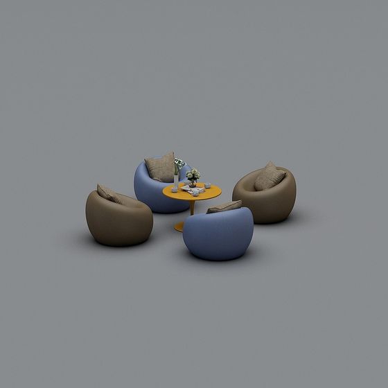 Curved Sofa Set 3D Model for Modern Aesthetics