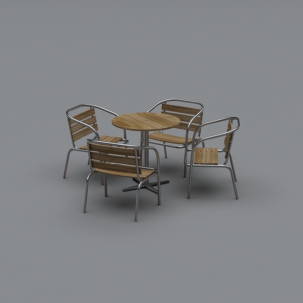 Elegant Low-Poly Outdoor Table and Chairs 3D model