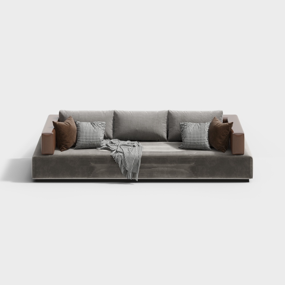 Elegant Modern Sofa 3D Model – Minimalist Fabric & Leather