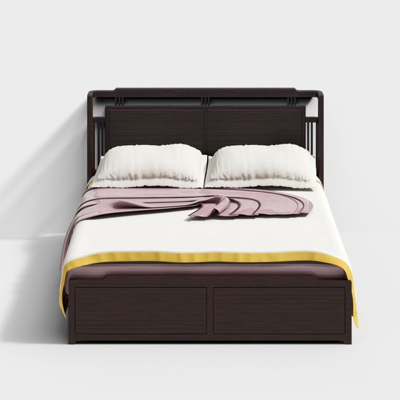 Scandinavian Style 3D Bed Model for Modern Interiors