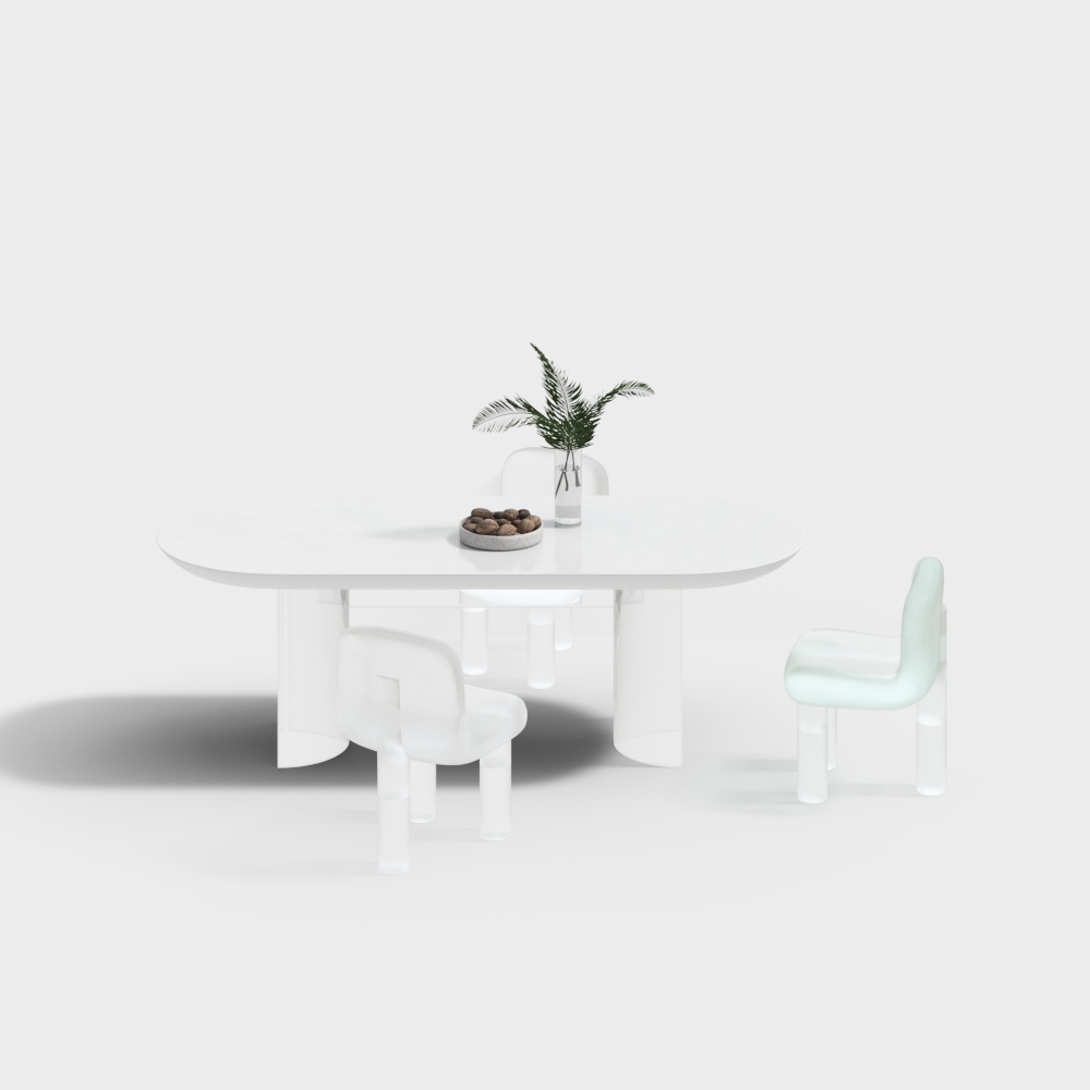 Salle à manger moderne - combinaison de table à manger blanche et chaise