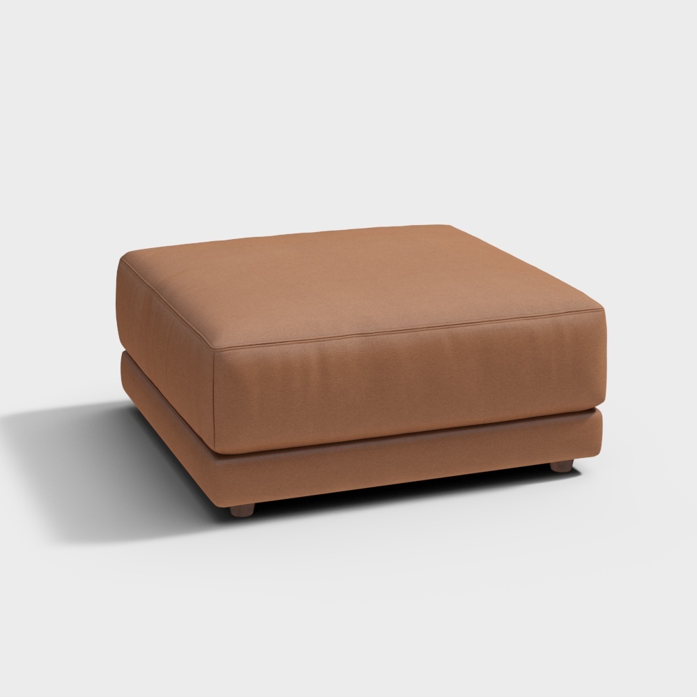 Cozy Ottoman 3D Model – Caramel Leather Design