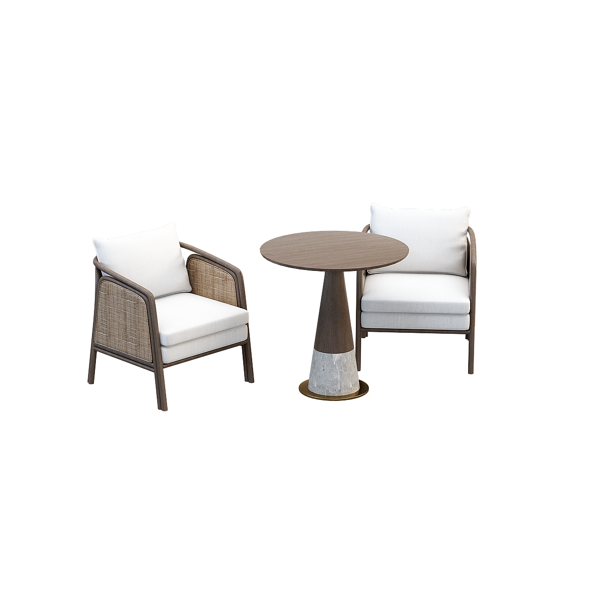 Minimalist Furniture Set 3D Model – Chairs & Round Table