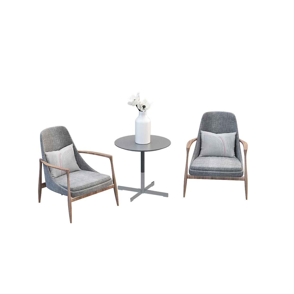 Urban Living Room 3D Model – Minimalist Grey Sofa