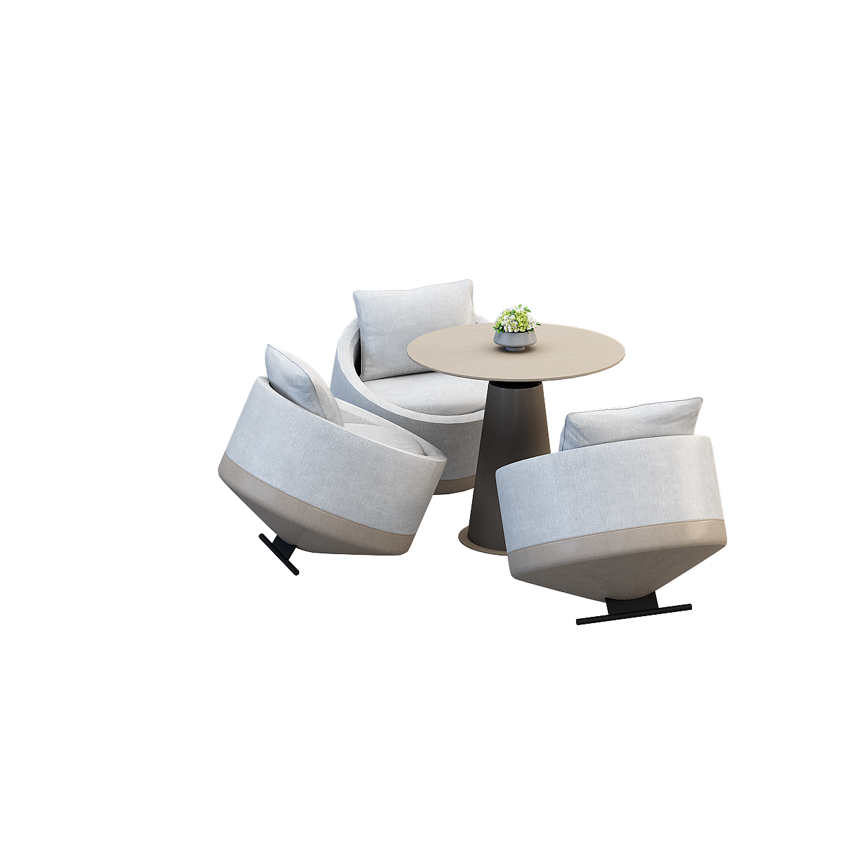 Stylish Low-Poly Sofa Set – Modern Interior 3D Model