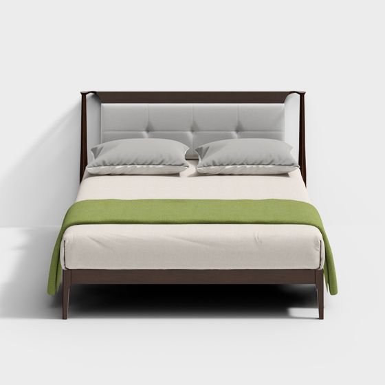 Stylish Scandinavian Bed Frame 3D model for Modern Interiors