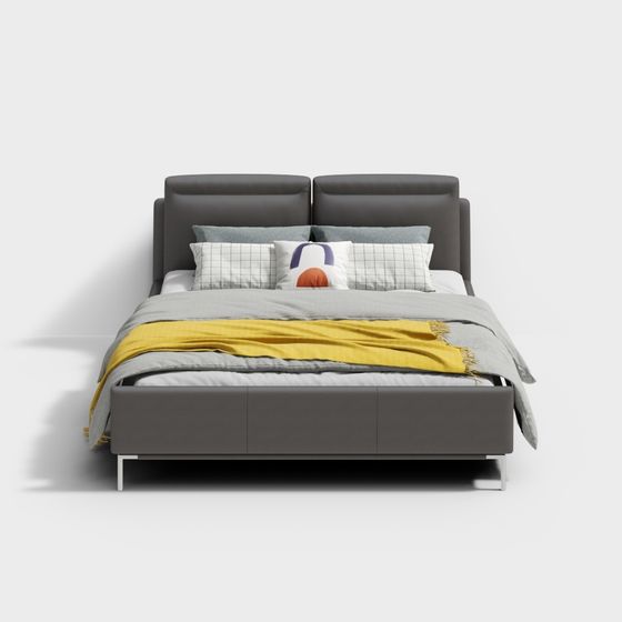 Contemporary Gray Leather Bed 3D model for Comfortable Spaces