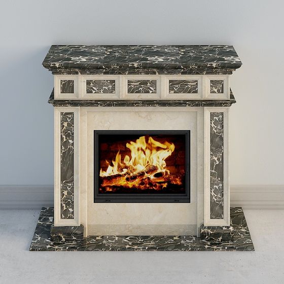 Elegant Classic Fireplace 3D model