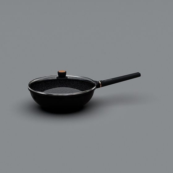 Sleek Black Stir-Fry Pan 3D Model