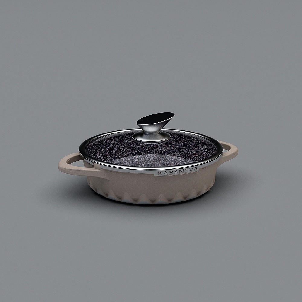 Pentola per zuppa bassa e coperchio