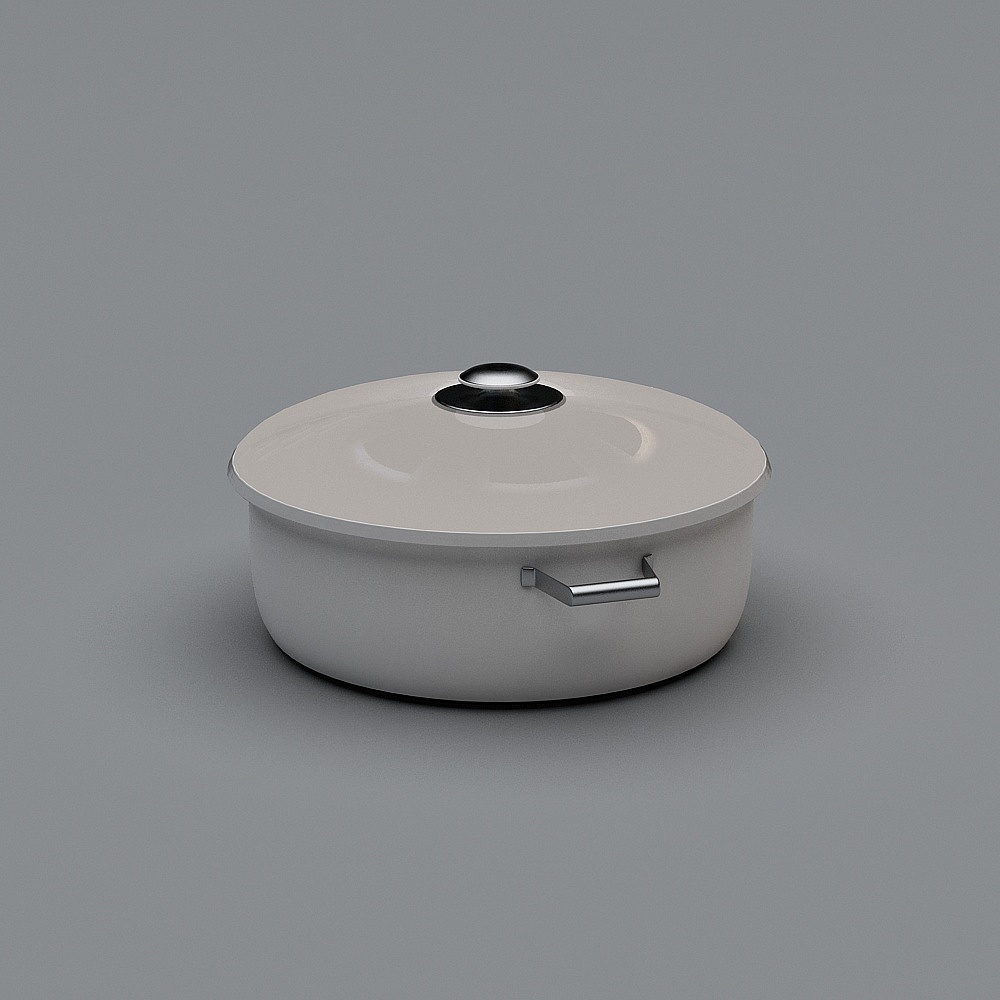 Low-Poly Kitchen Pot 3D Model