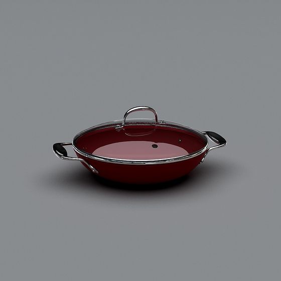 Stylish Red Pot 3D model for Kitchen Scenes