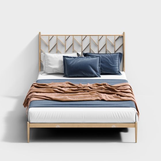 Geometric Elegance Bed 3D model for Modern Spaces
