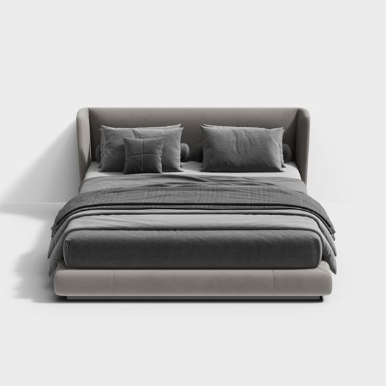 Chic Low-Polygon Bed 3D model for Contemporary Spaces