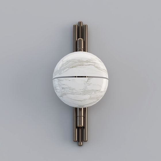 Elegant Low Poly Marble Orb Lamp 3D model