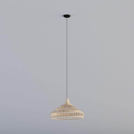 Wood Color Woven Chandeliers 3D Model