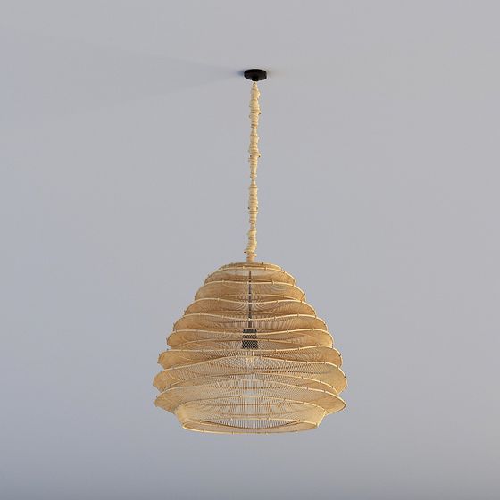 Artistic Low Poly Bamboo Pendant Light 3D model