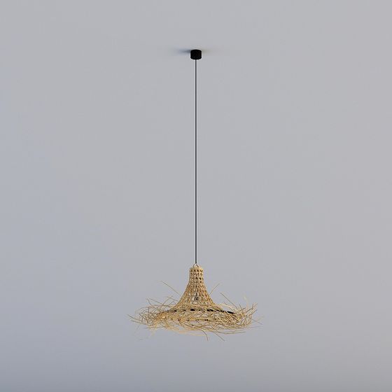 Elegant Natural Bamboo Pendant Lamp 3D model