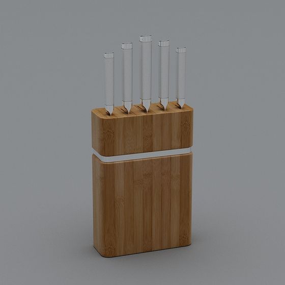 Elegant Low-Poly Kitchen Knife Set 3D model